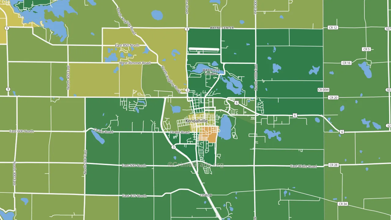 46755, IN Map of Vehicle Theft Rates