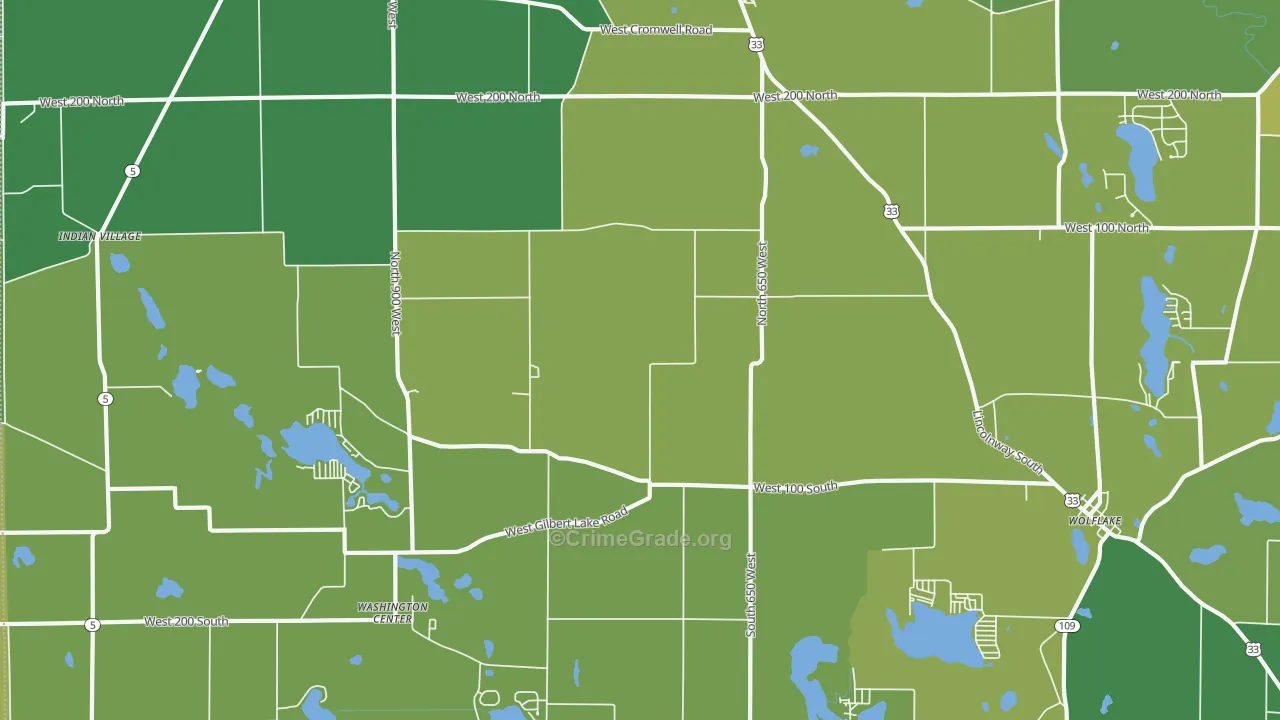 46760, IN Map of Vehicle Theft Rates