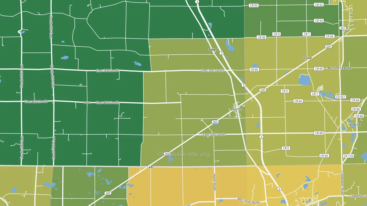 46763, IN Map of Vehicle Theft Rates