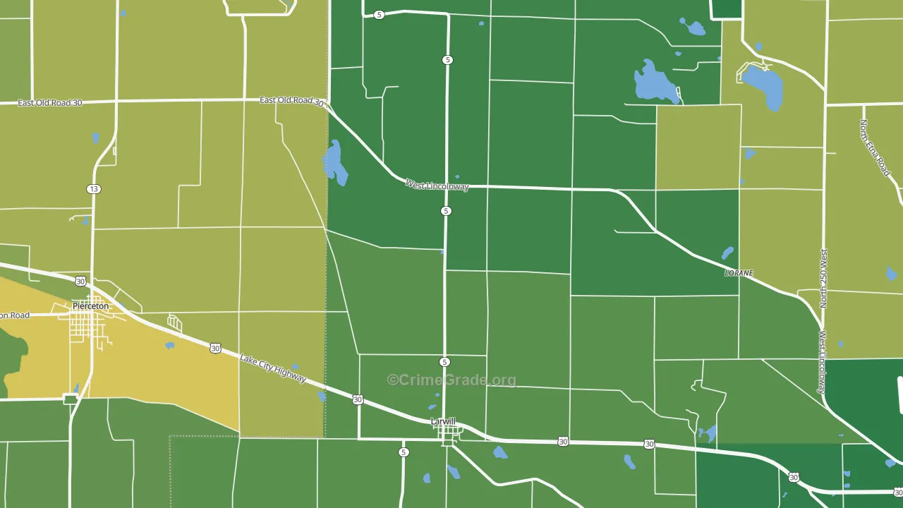 46764, IN Map of Vehicle Theft Rates