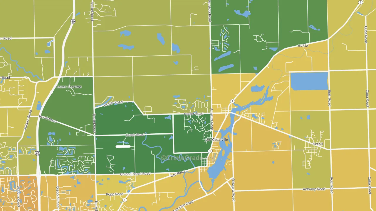 46765, IN Map of Vehicle Theft Rates