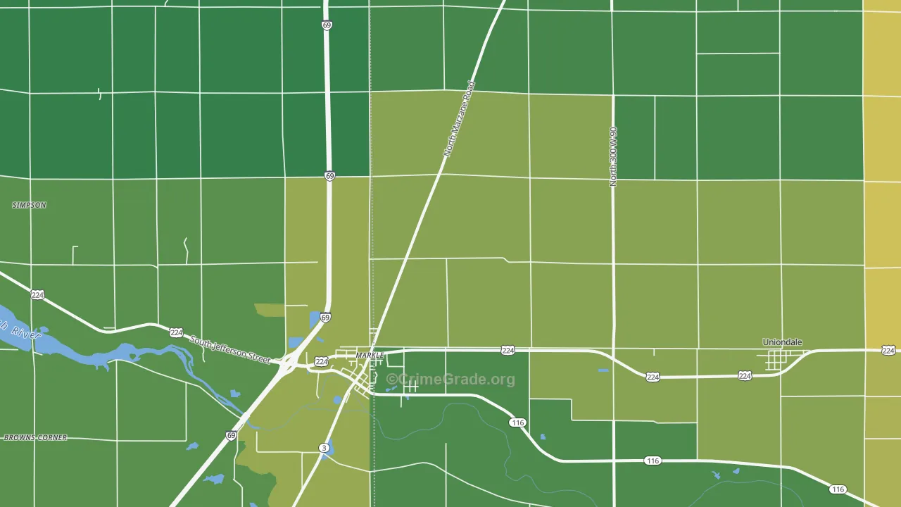 46770, IN Map of Vehicle Theft Rates