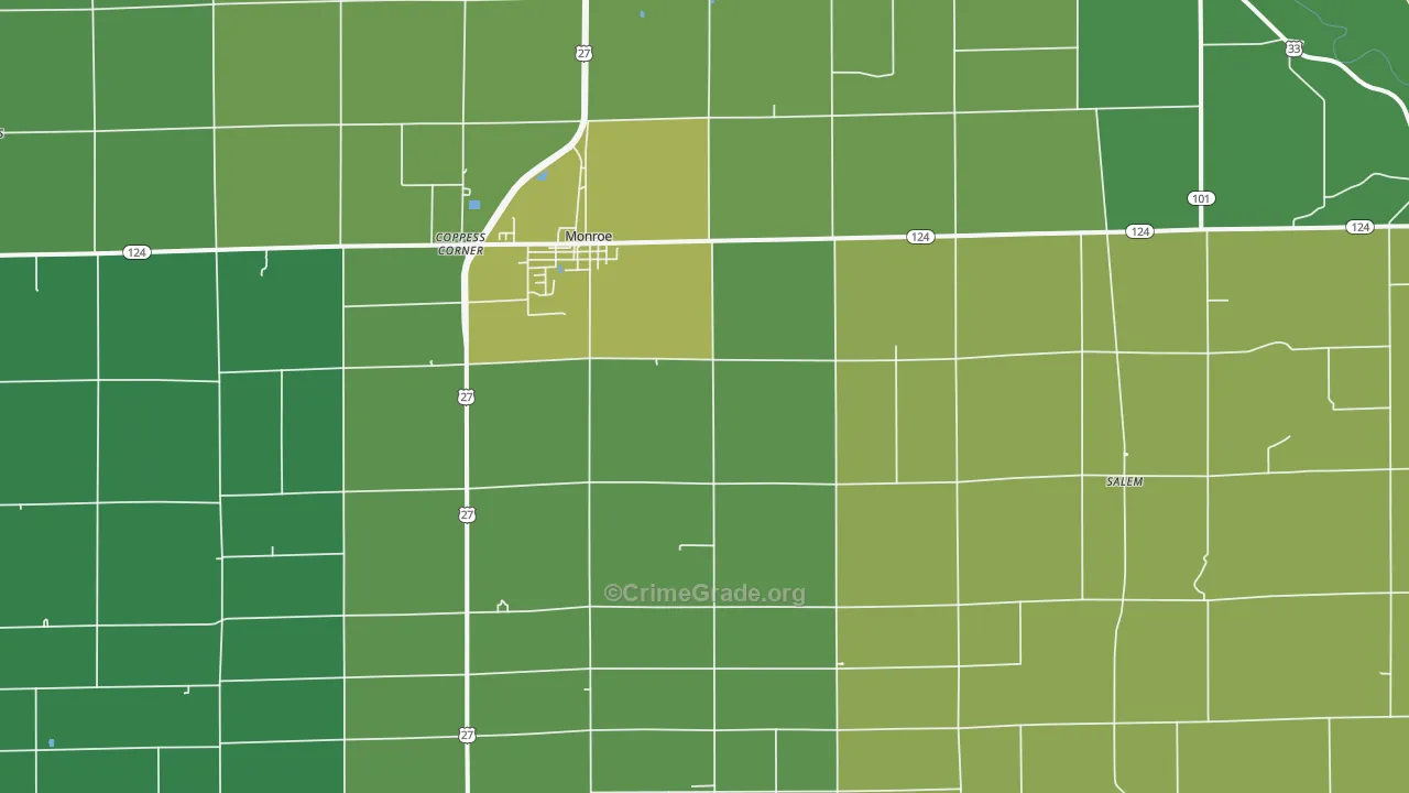 46772, IN Map of Vehicle Theft Rates