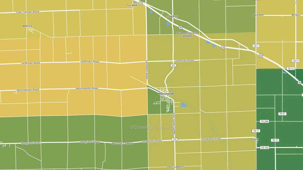 46773, IN Map of Vehicle Theft Rates