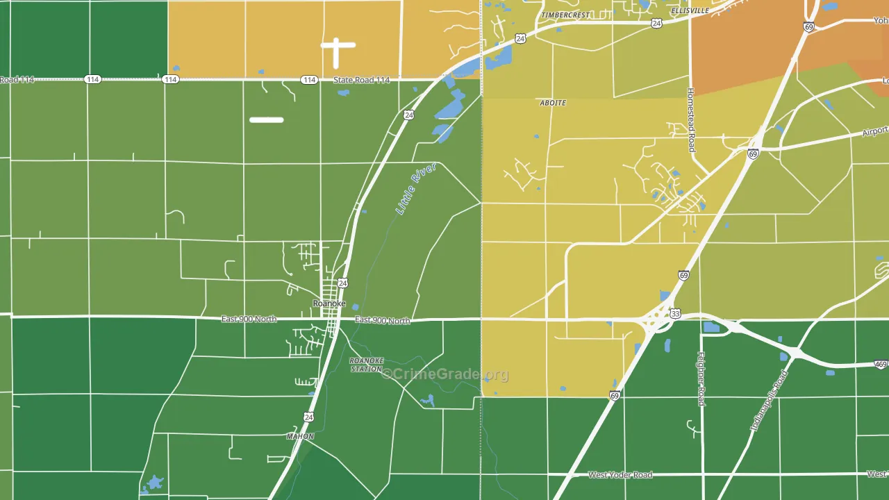 46783, IN Map of Vehicle Theft Rates