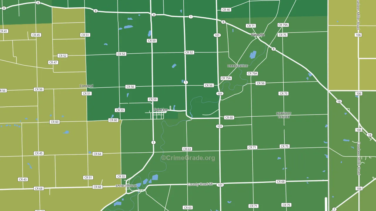 46785, IN Map of Vehicle Theft Rates