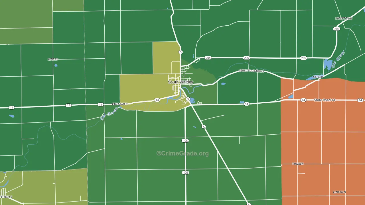 46787, IN Map of Vehicle Theft Rates