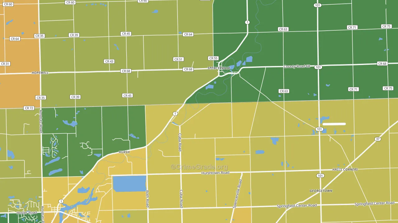 46788, IN Map of Vehicle Theft Rates