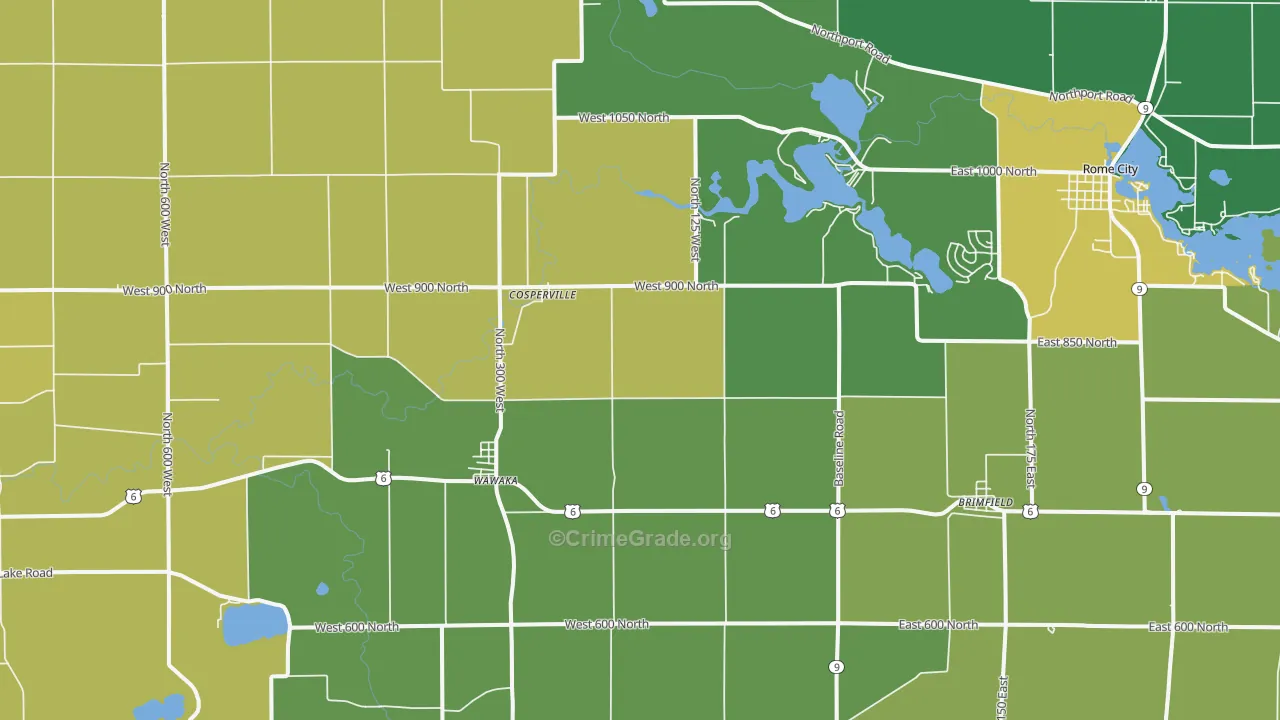 46794, IN Map of Vehicle Theft Rates