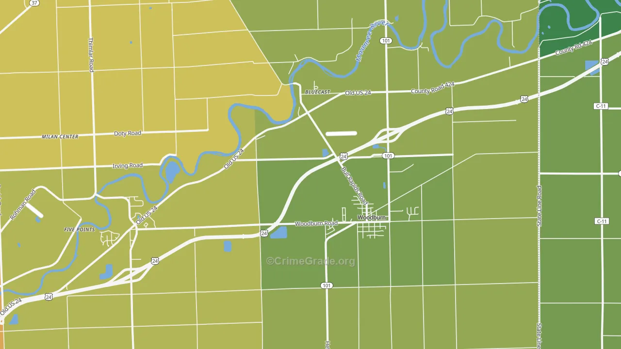 46797, IN Map of Vehicle Theft Rates