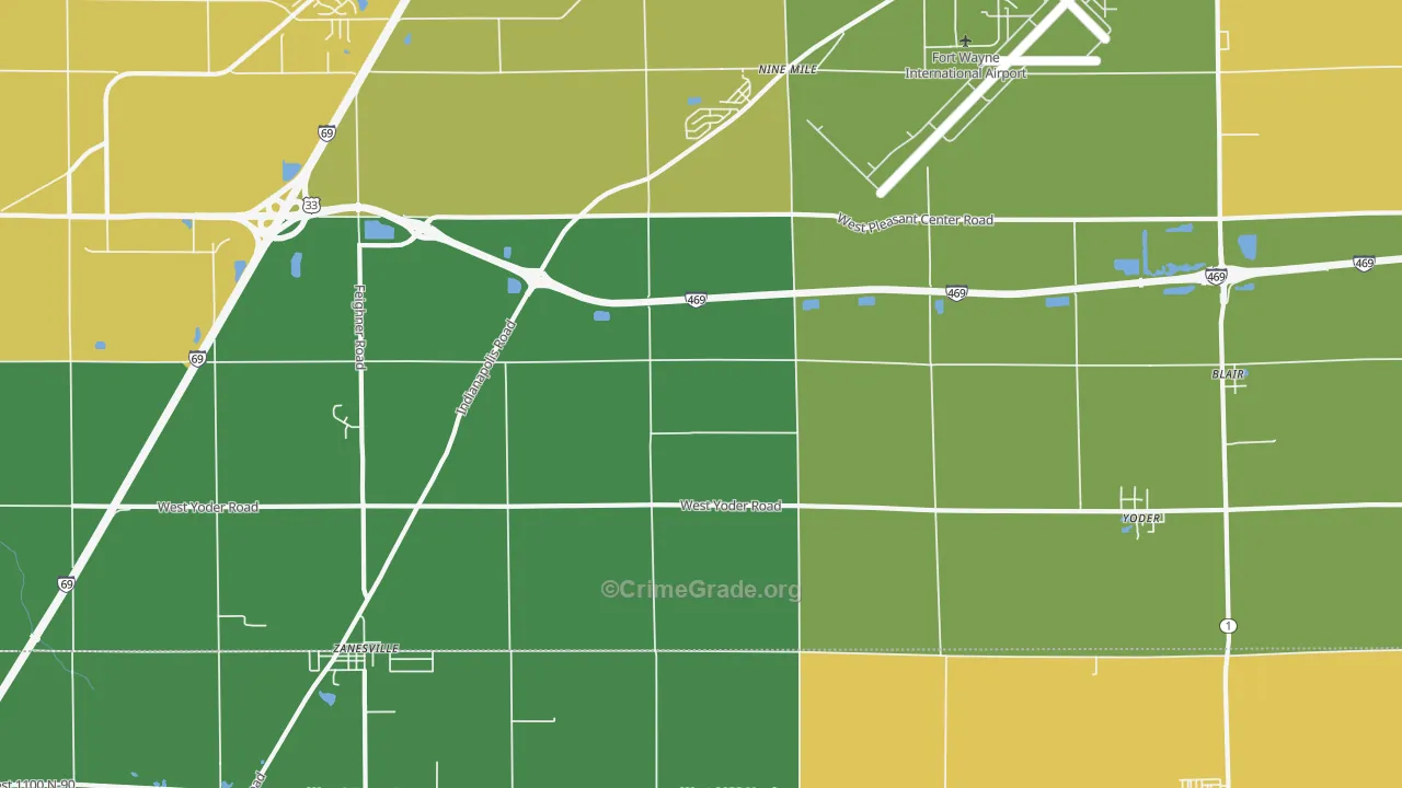 46798, IN Map of Vehicle Theft Rates