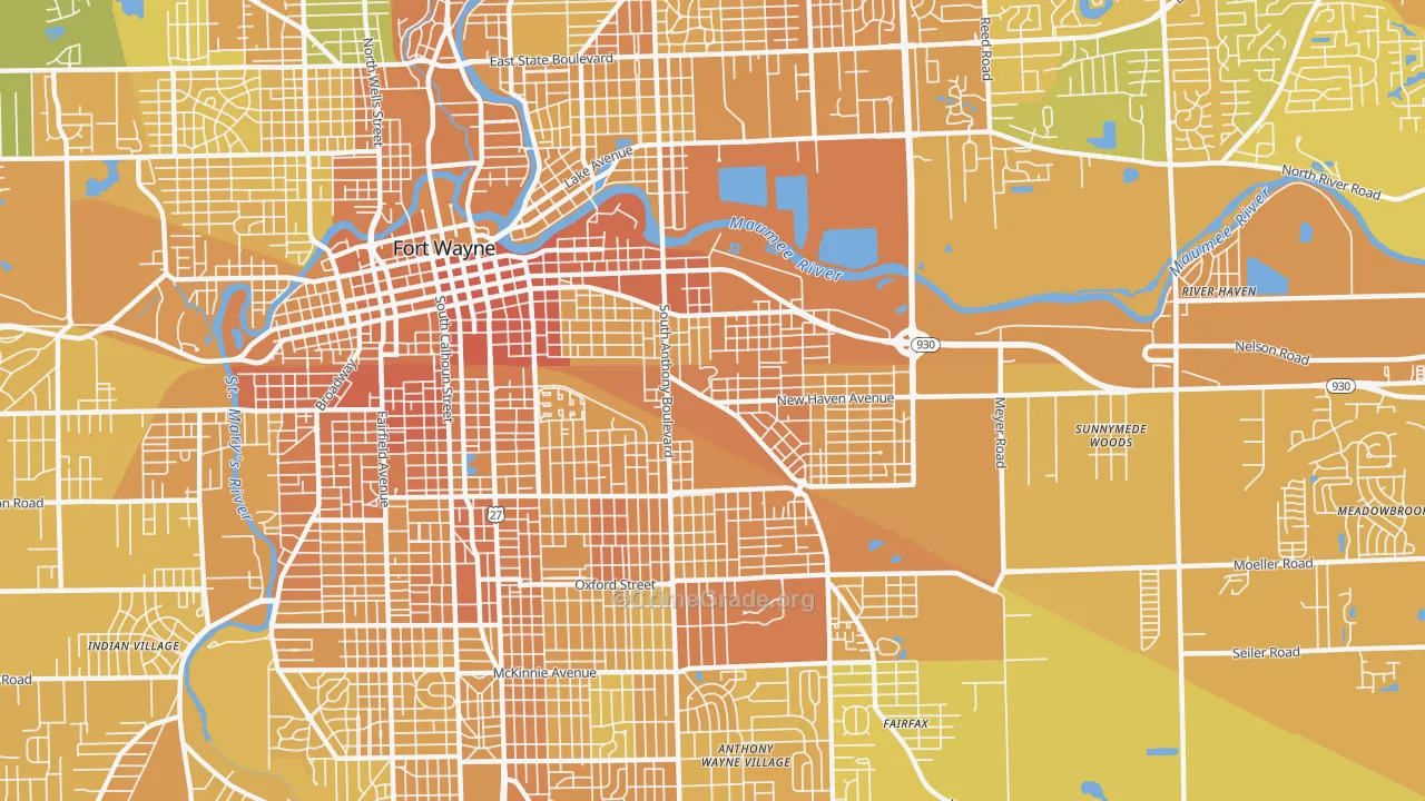 46803, IN Map of Vehicle Theft Rates