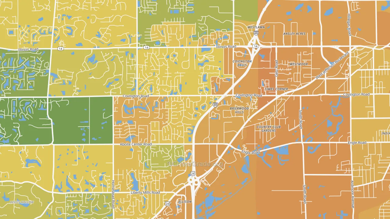 46804, IN Map of Vehicle Theft Rates