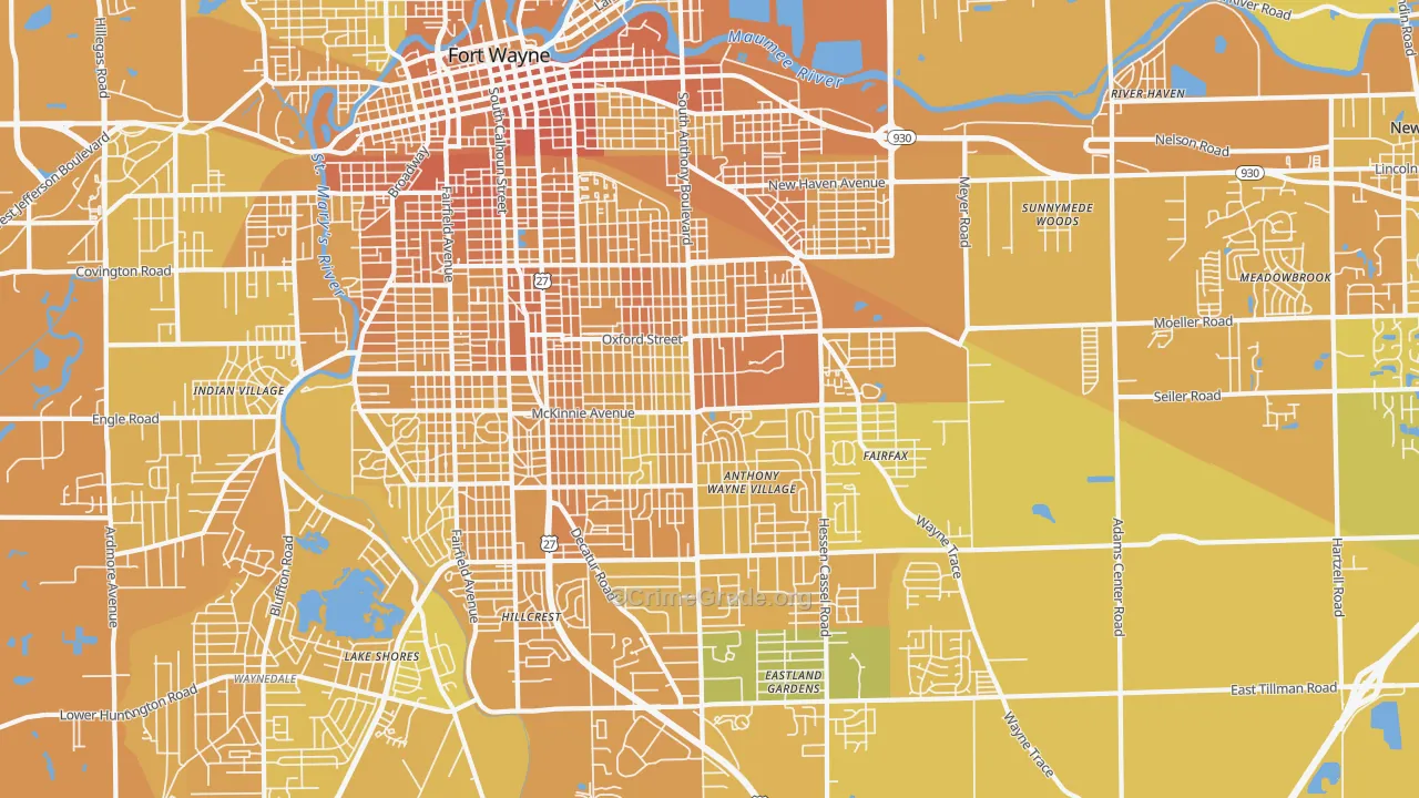 46806, IN Map of Vehicle Theft Rates