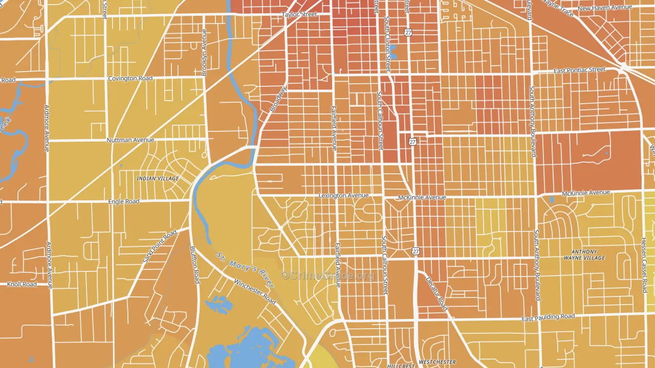 46807, IN Map of Vehicle Theft Rates