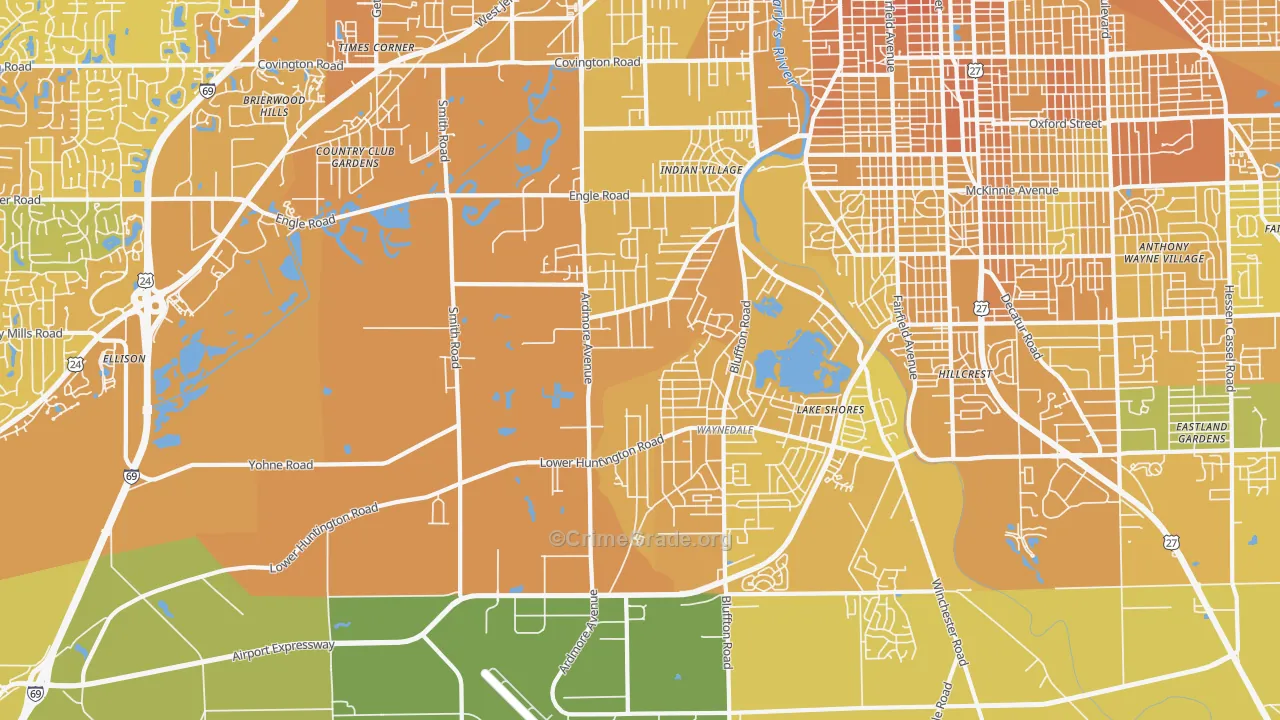 46809, IN Map of Vehicle Theft Rates