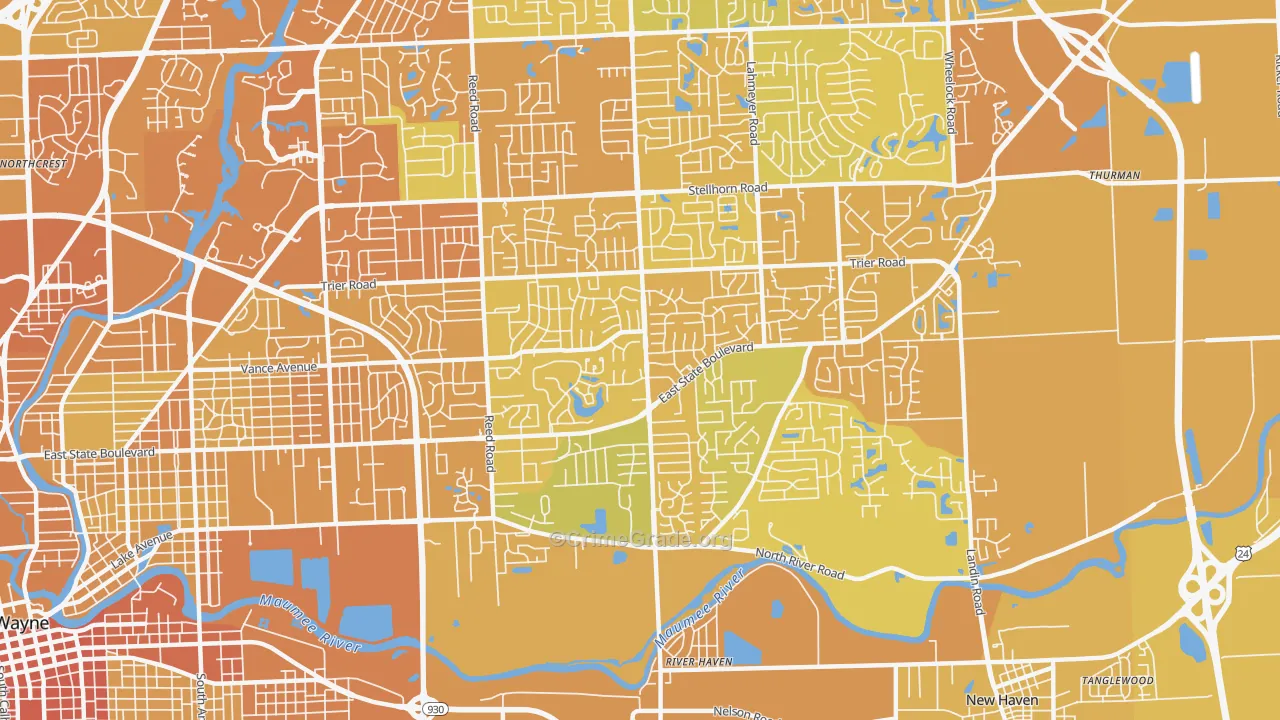 46815, IN Map of Vehicle Theft Rates
