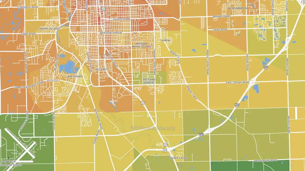 46816, IN Map of Vehicle Theft Rates
