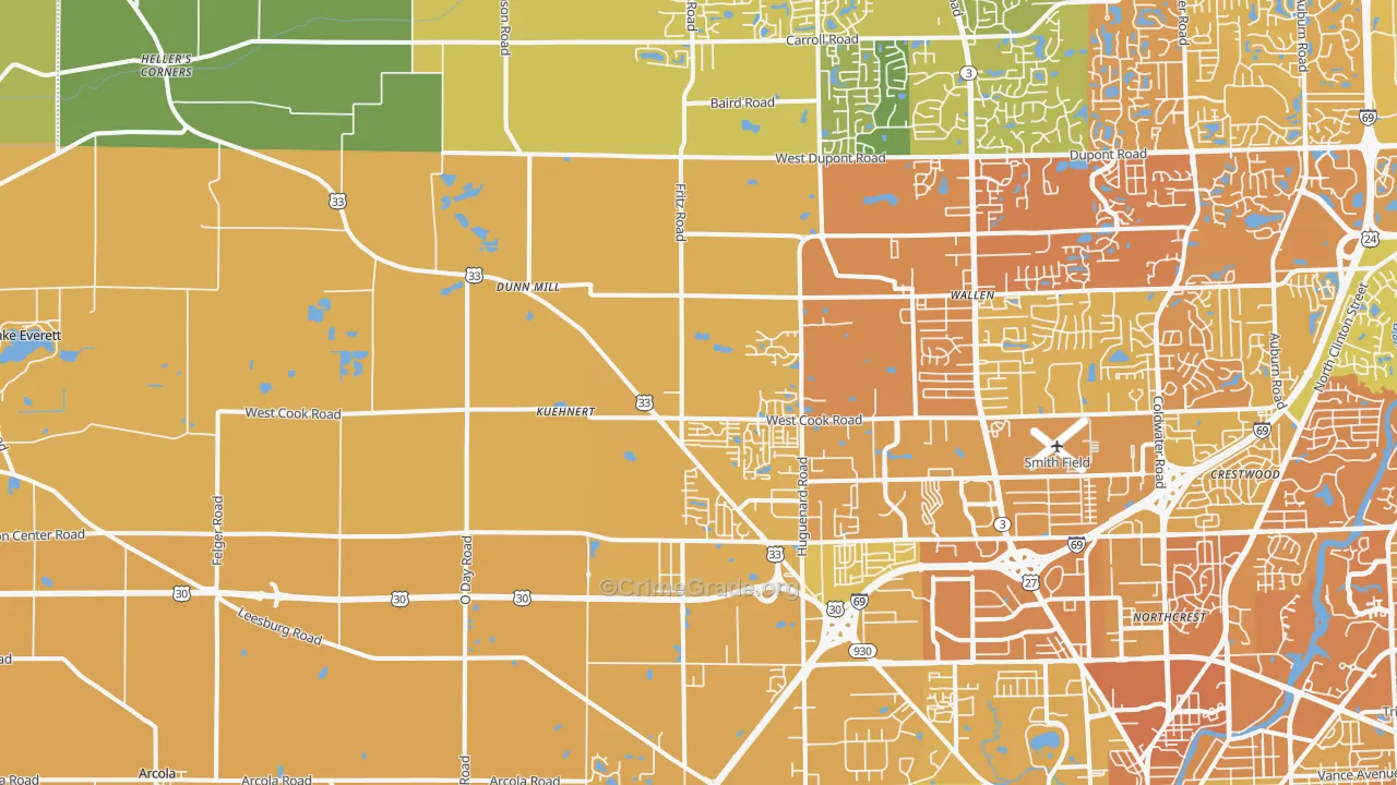 46818, IN Map of Vehicle Theft Rates