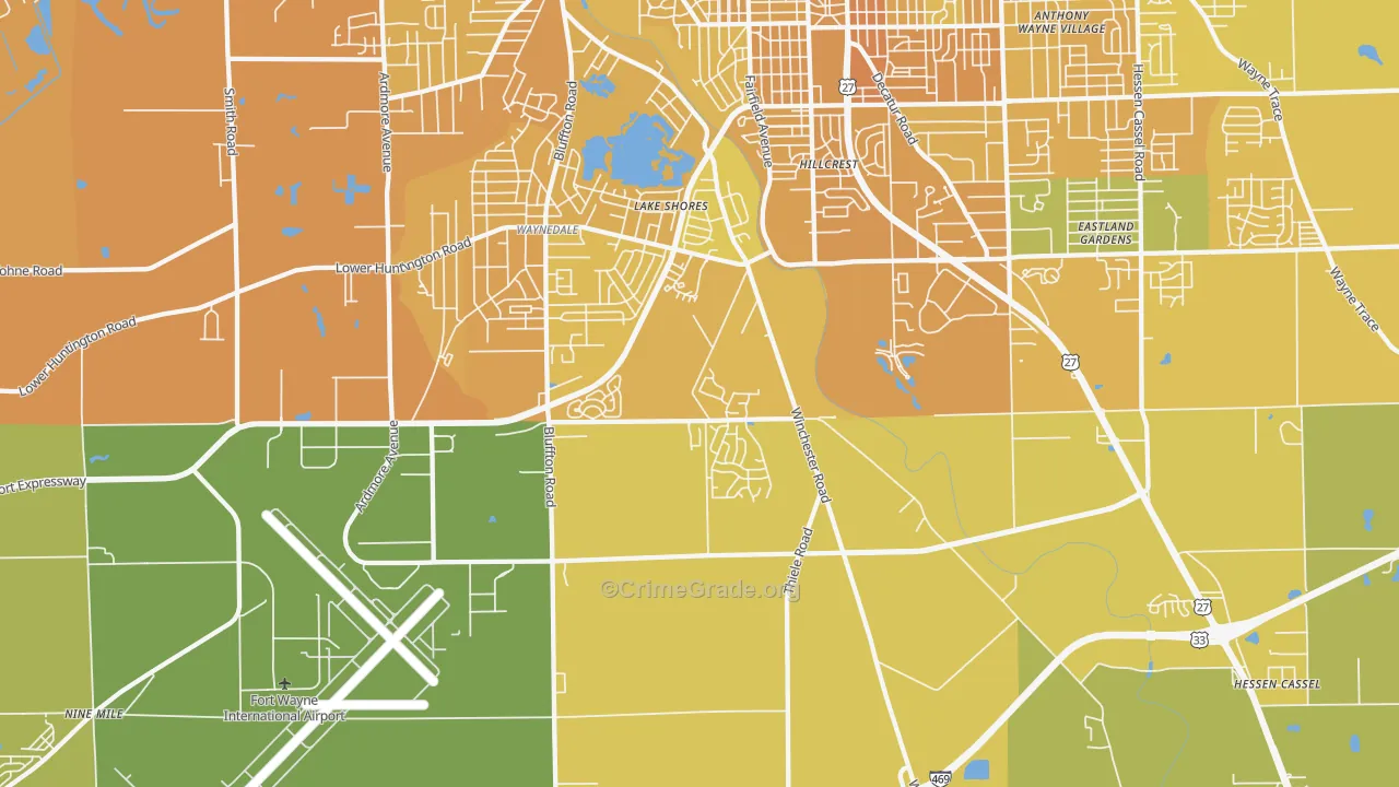 46819, IN Map of Vehicle Theft Rates