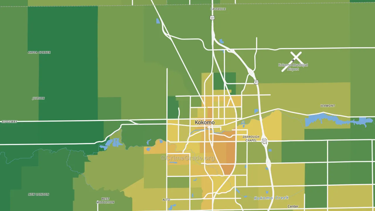 46901, IN Map of Vehicle Theft Rates