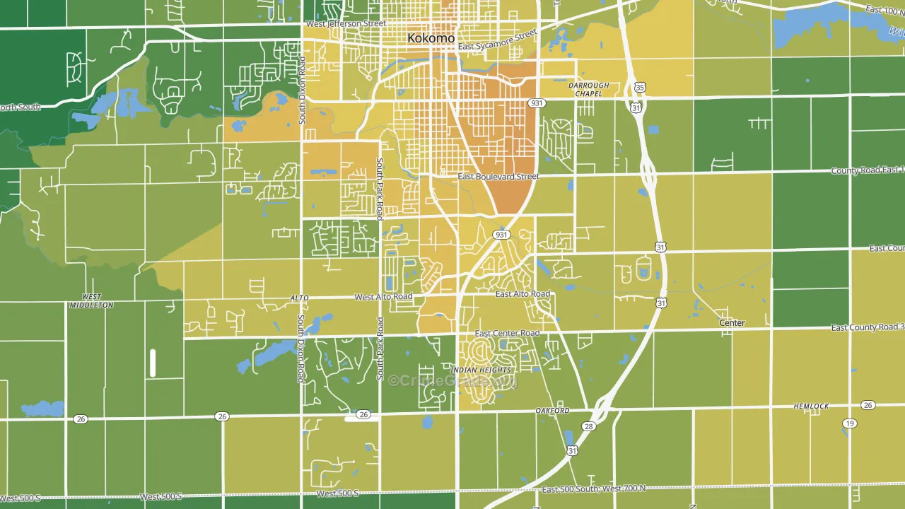 46902, IN Map of Vehicle Theft Rates