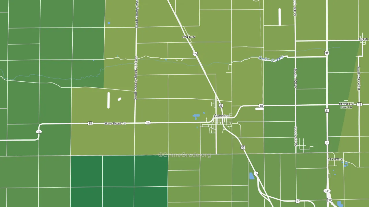 46932, IN Map of Vehicle Theft Rates
