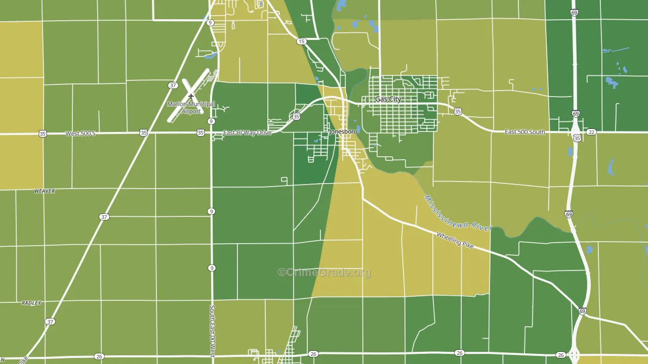 46938, IN Map of Vehicle Theft Rates
