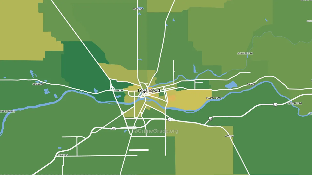 46947, IN Map of Vehicle Theft Rates