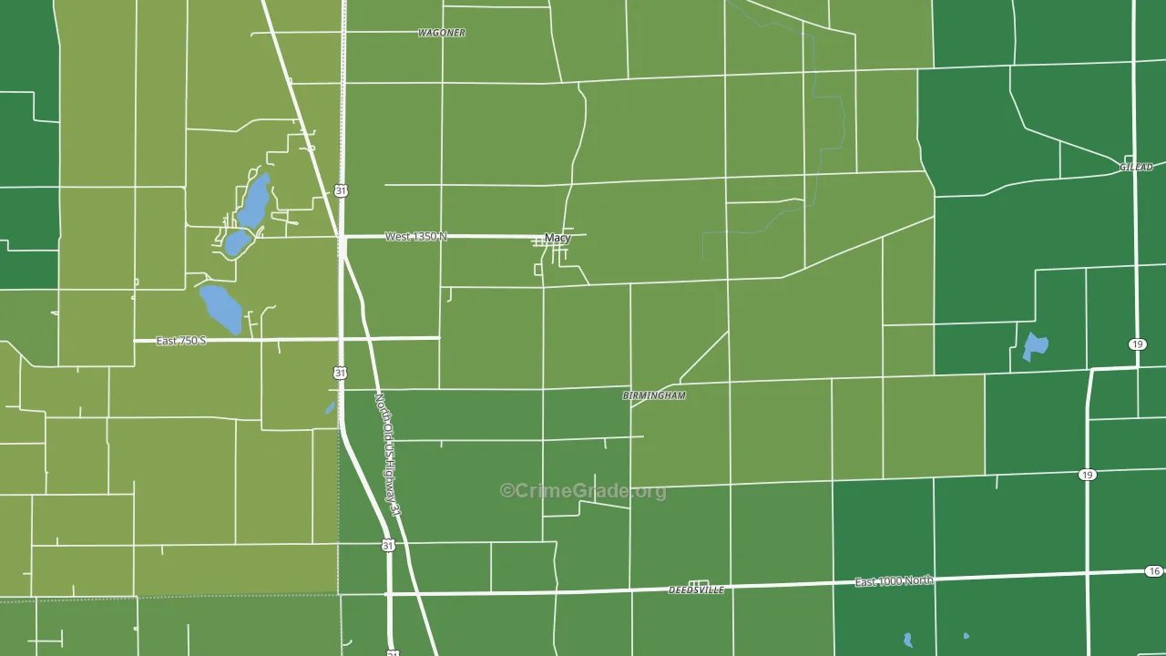 46951, IN Map of Vehicle Theft Rates
