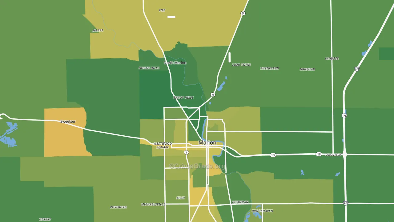 46952, IN Map of Vehicle Theft Rates