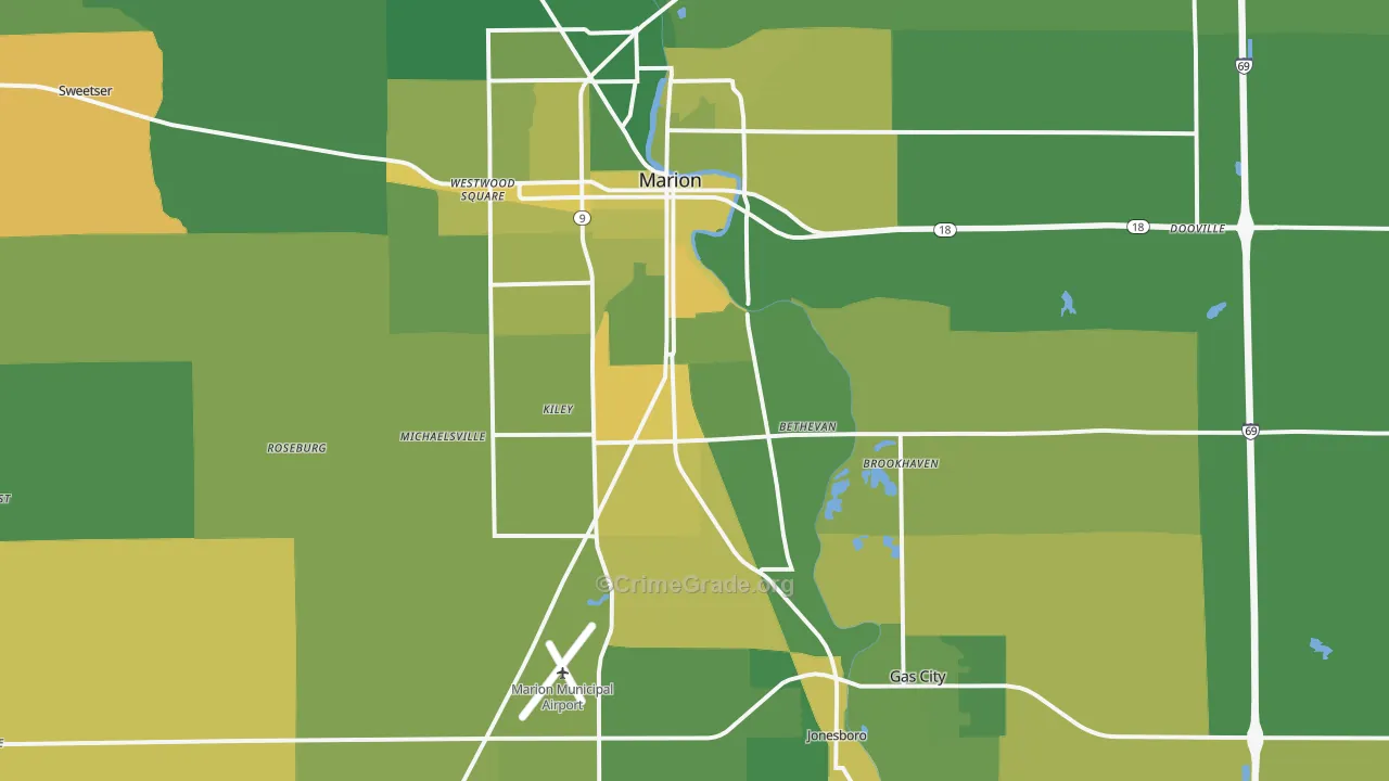 46953, IN Map of Vehicle Theft Rates