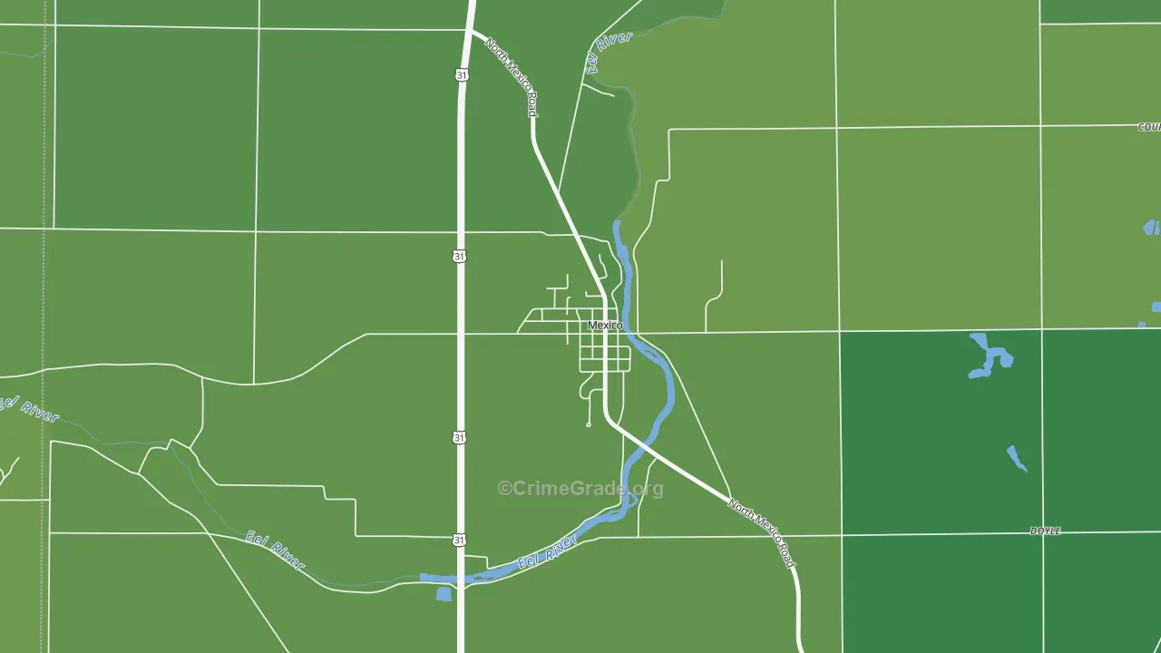 46958, IN Map of Vehicle Theft Rates