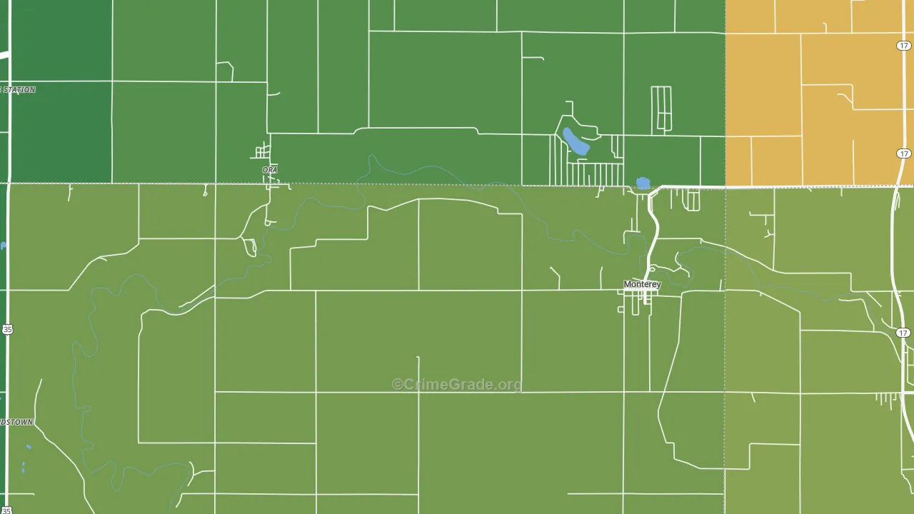 46960, IN Map of Vehicle Theft Rates