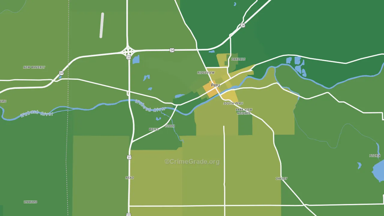 46970, IN Map of Vehicle Theft Rates