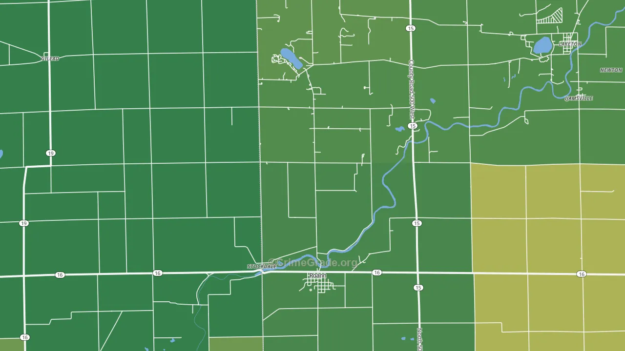 46974, IN Map of Vehicle Theft Rates