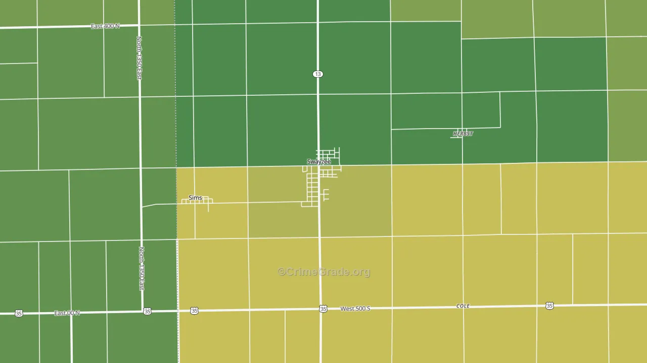 46986, IN Map of Vehicle Theft Rates