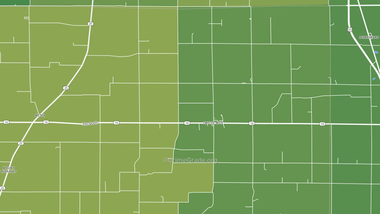 46988, IN Map of Vehicle Theft Rates