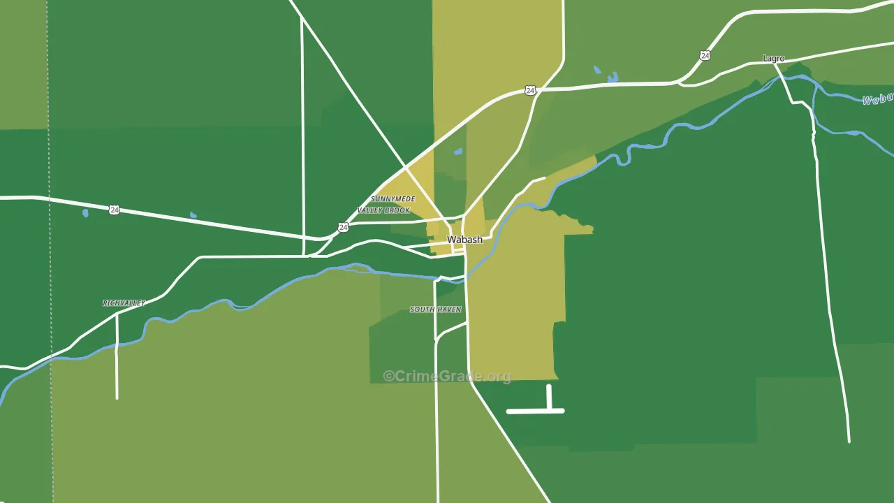 46992, IN Map of Vehicle Theft Rates