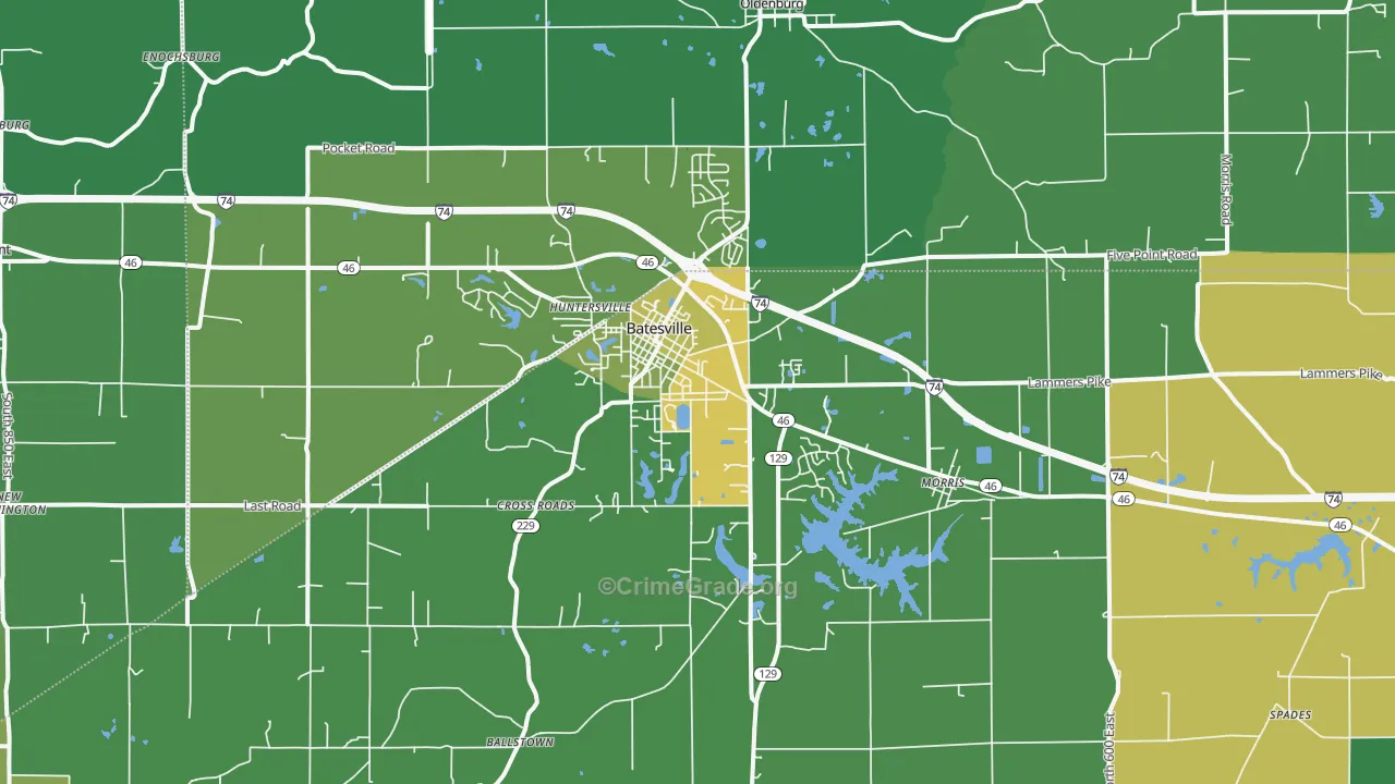47006, IN Map of Vehicle Theft Rates