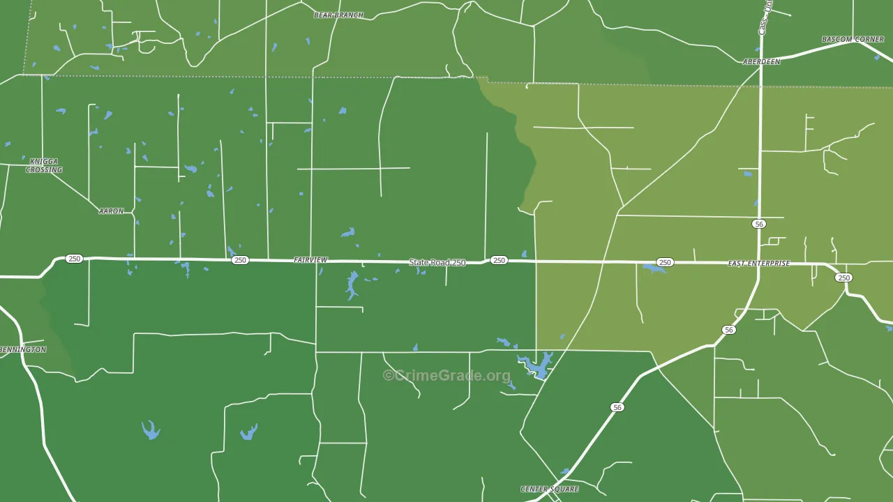 47011, IN Map of Vehicle Theft Rates