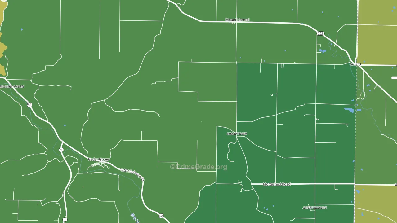 47016, IN Map of Vehicle Theft Rates