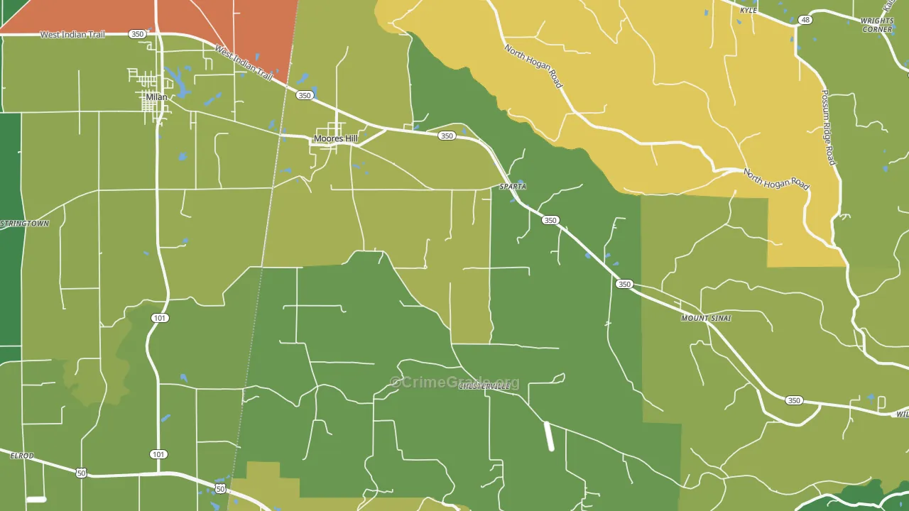 47032, IN Map of Vehicle Theft Rates
