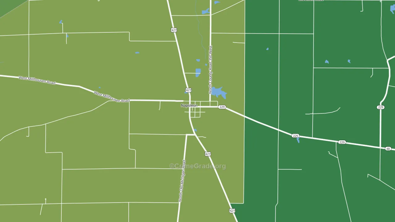 47034, IN Map of Vehicle Theft Rates