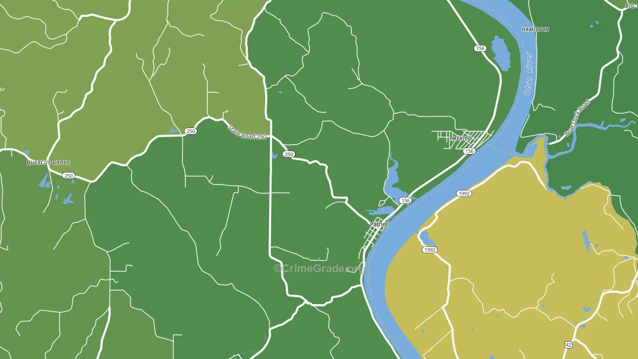 47038, IN Map of Vehicle Theft Rates