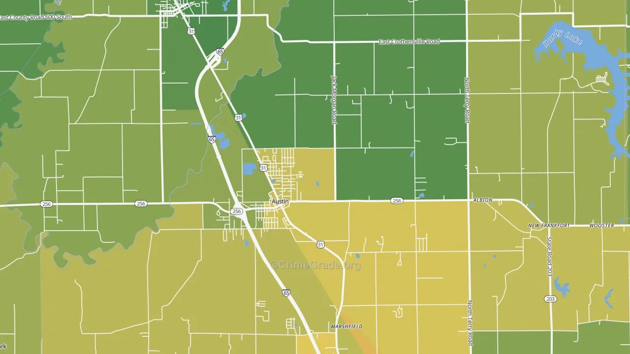 47102, IN Map of Vehicle Theft Rates