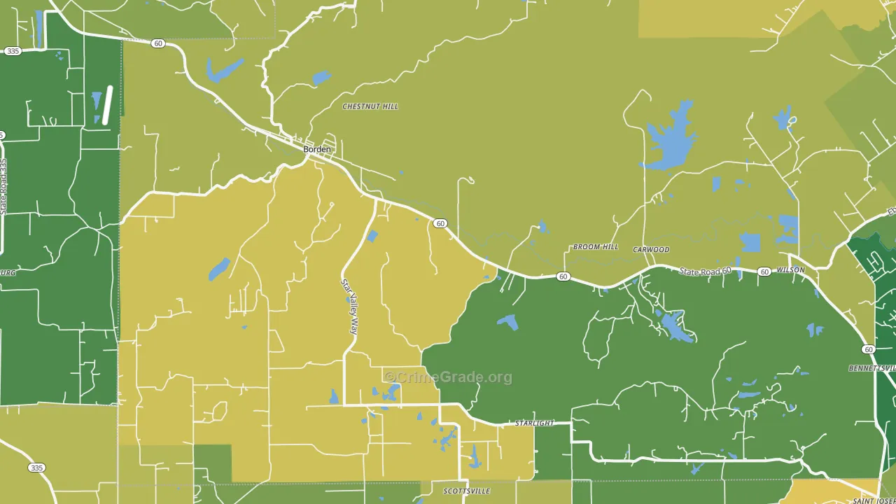 47106, IN Map of Vehicle Theft Rates