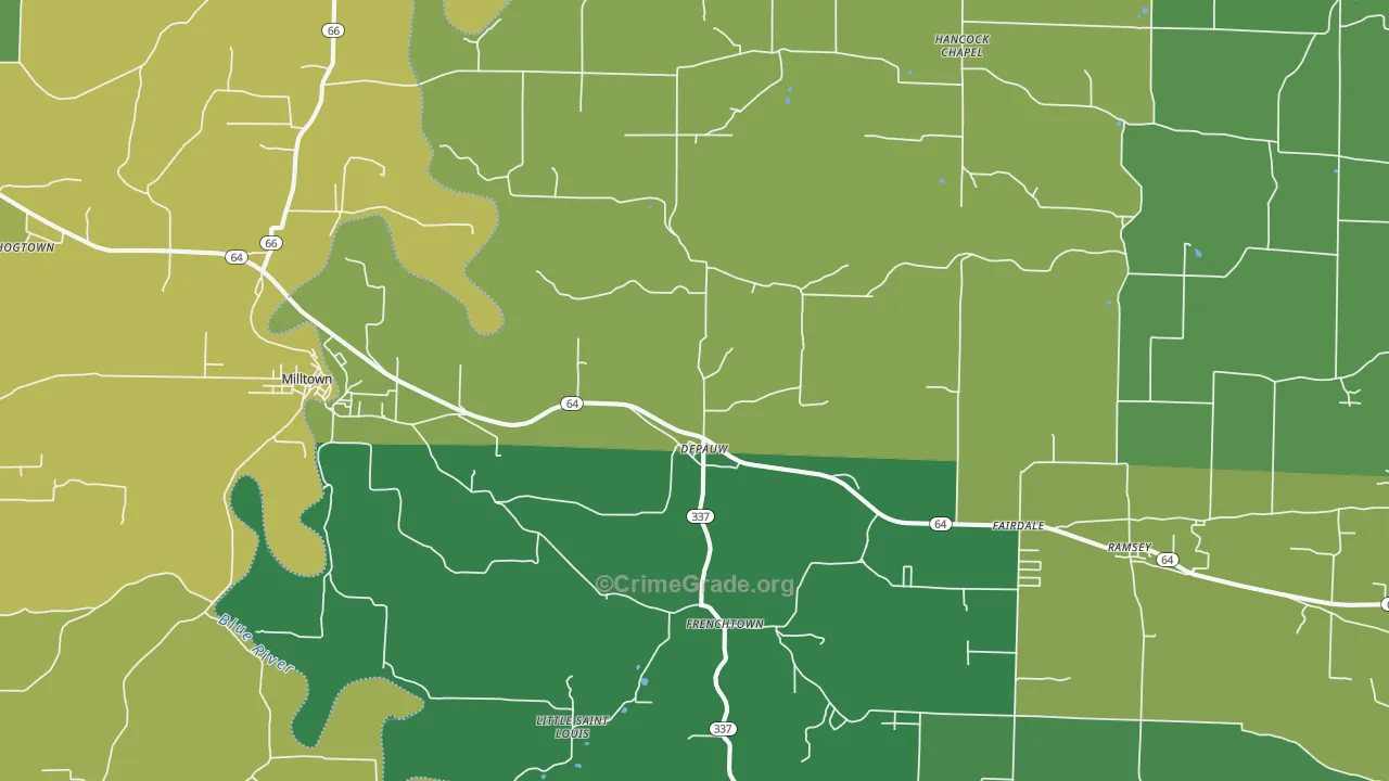 47115, IN Map of Vehicle Theft Rates