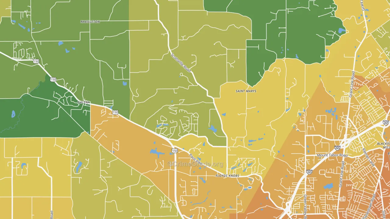 47119, IN Map of Vehicle Theft Rates
