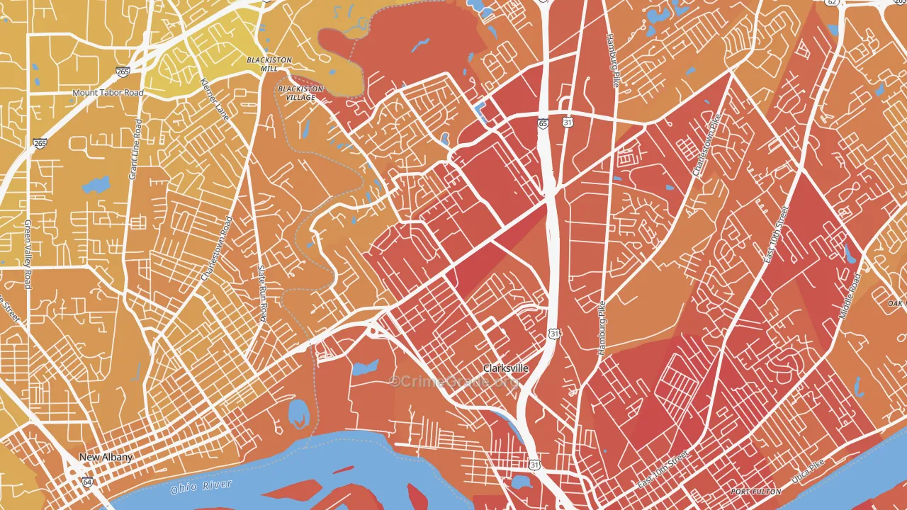 47129, IN Map of Vehicle Theft Rates